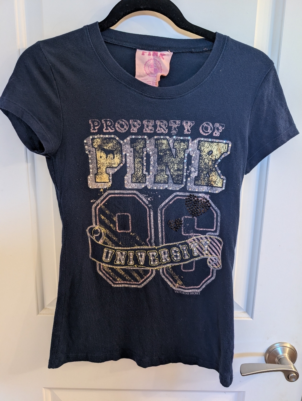 PINK Vintage Victoria's Secret Navy Short-Sleeve Graphic Tee